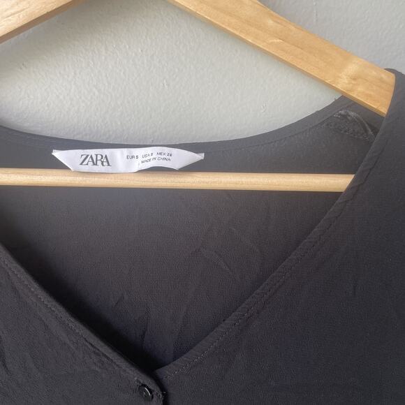 Zara‎ Tiered Pleated Chiffon Black Tunic/Drees Size Small Womens - Picture 5 of 9